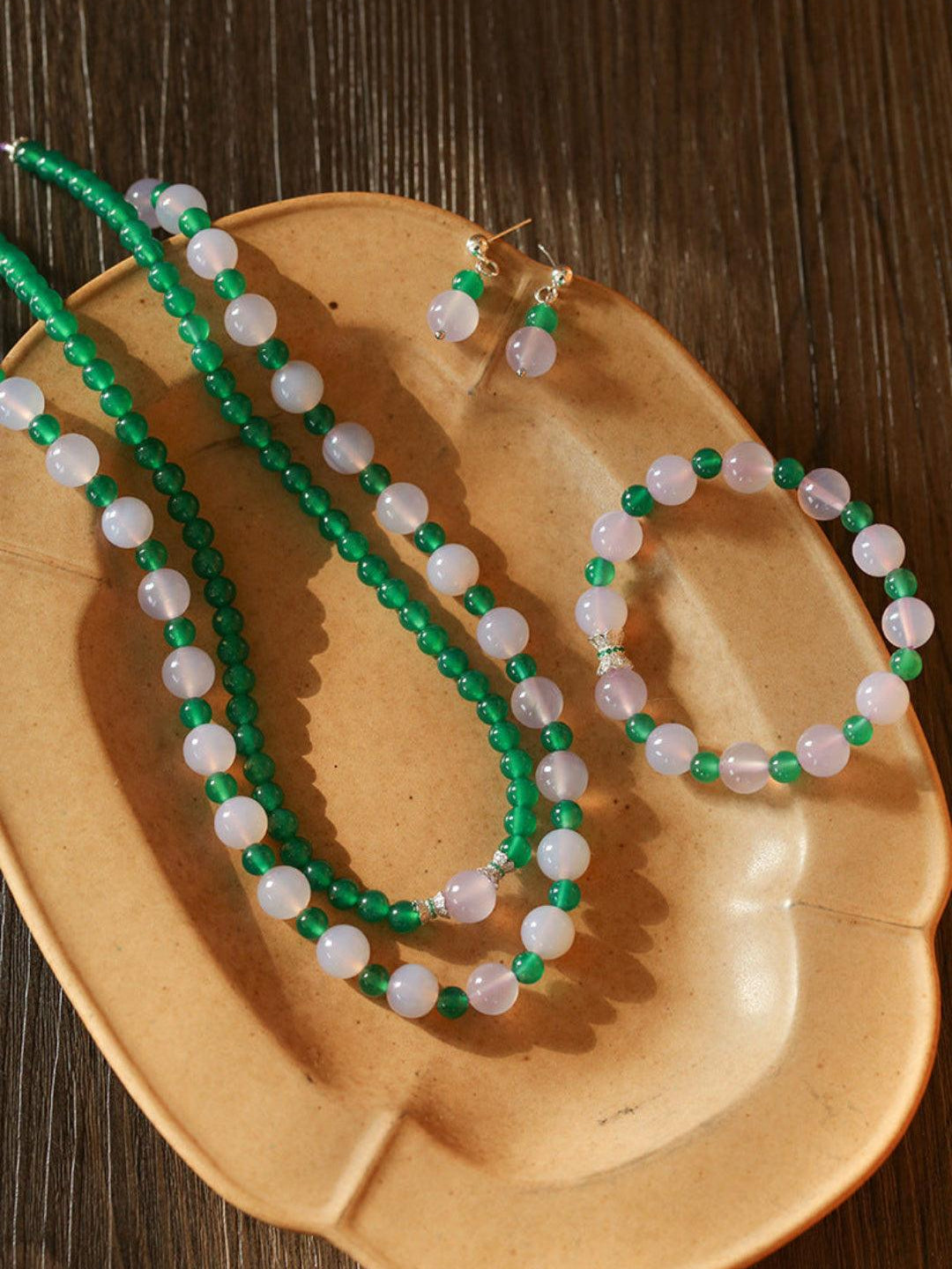 Spring Heartbeat Green Agate Necklace - Gembea Jewelry