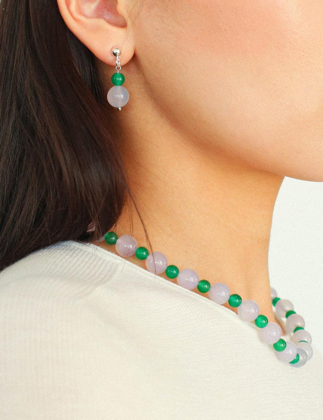 Spring Heartbeat Green Agate Earrings - Gembea Jewelry