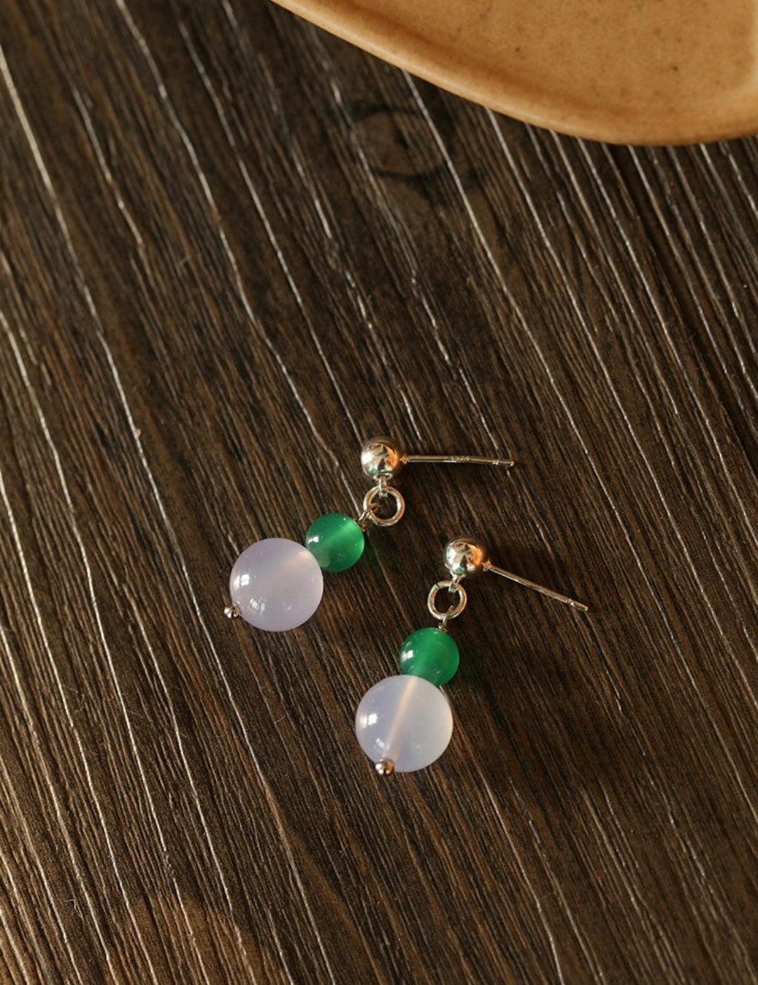 Spring Heartbeat Green Agate Earrings - Gembea Jewelry