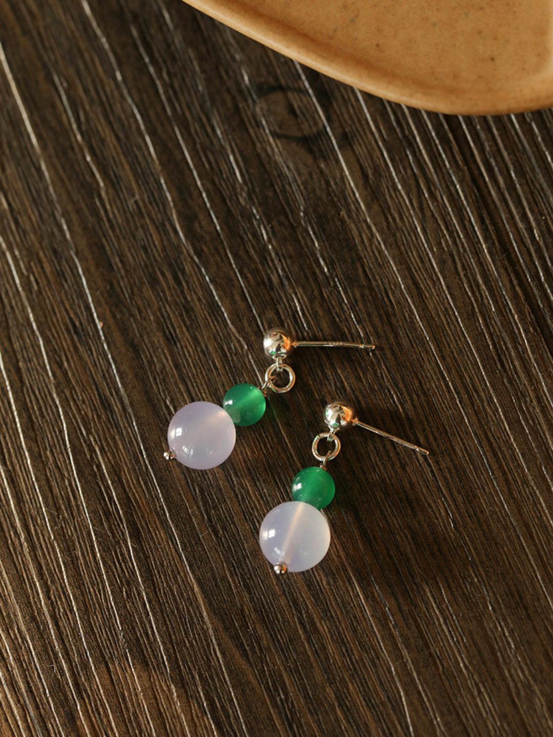 Spring Heartbeat Green Agate Earrings - Gembea Jewelry
