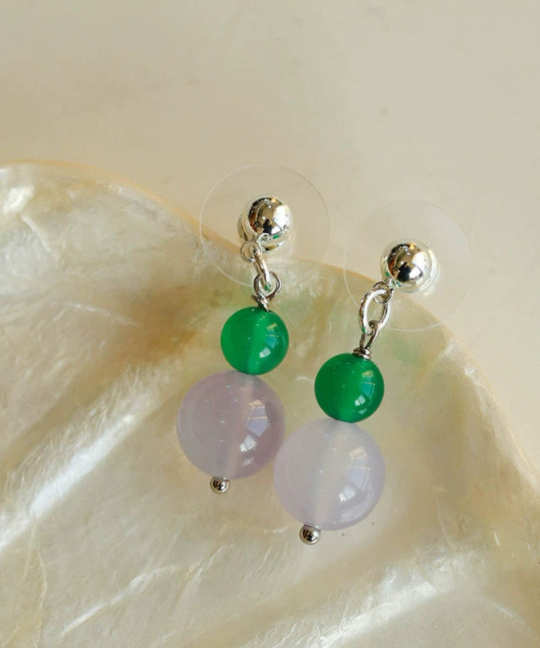 Green Agate Drop Earrings gembea jewelry