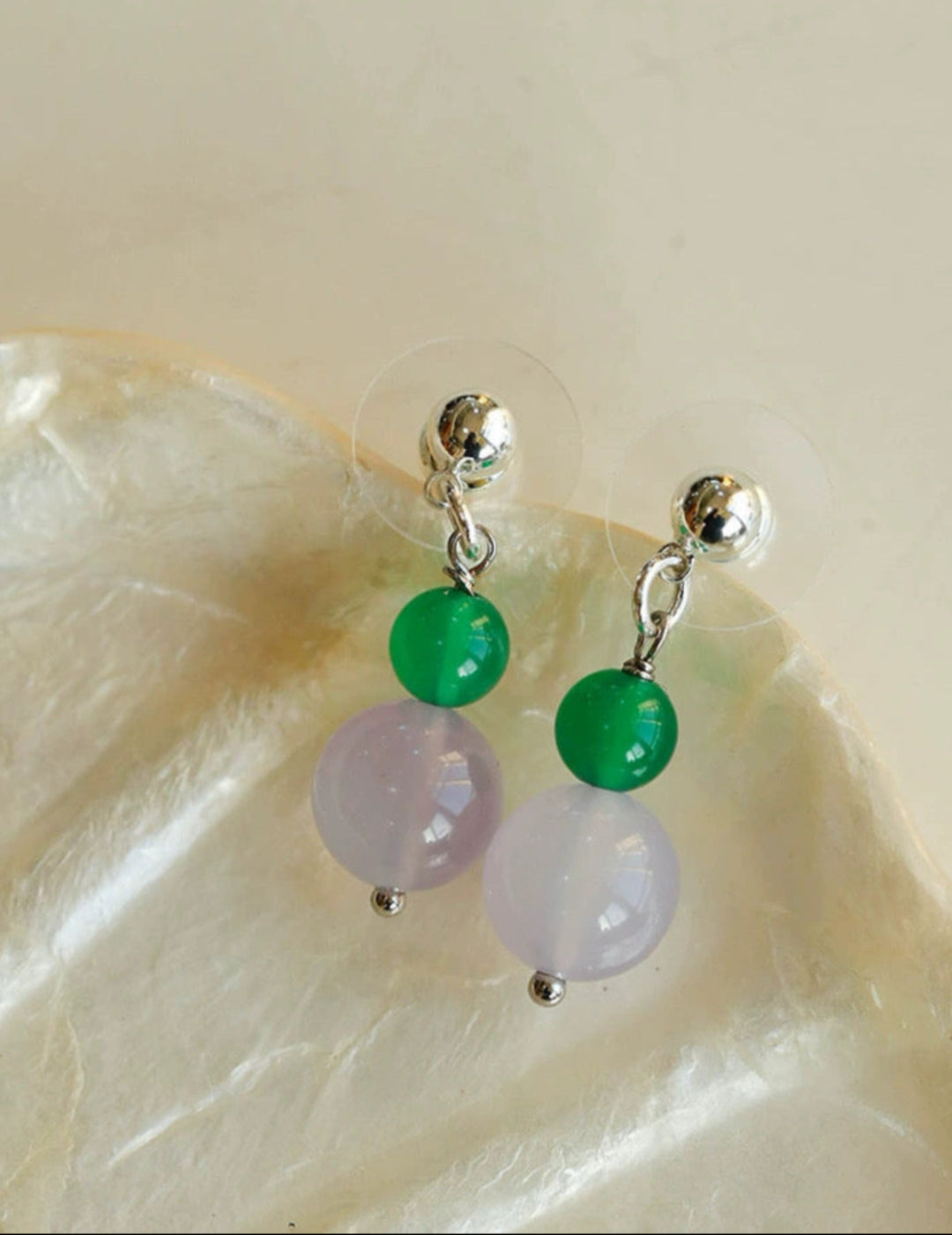 Green Agate Drop Earrings gembea jewelry