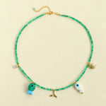 Gembea Jewelry Green Agate Glass Sea Animal Necklace