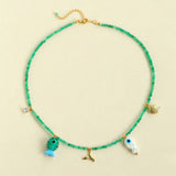 Gembea Jewelry Green Agate Glass Sea Animal Necklace