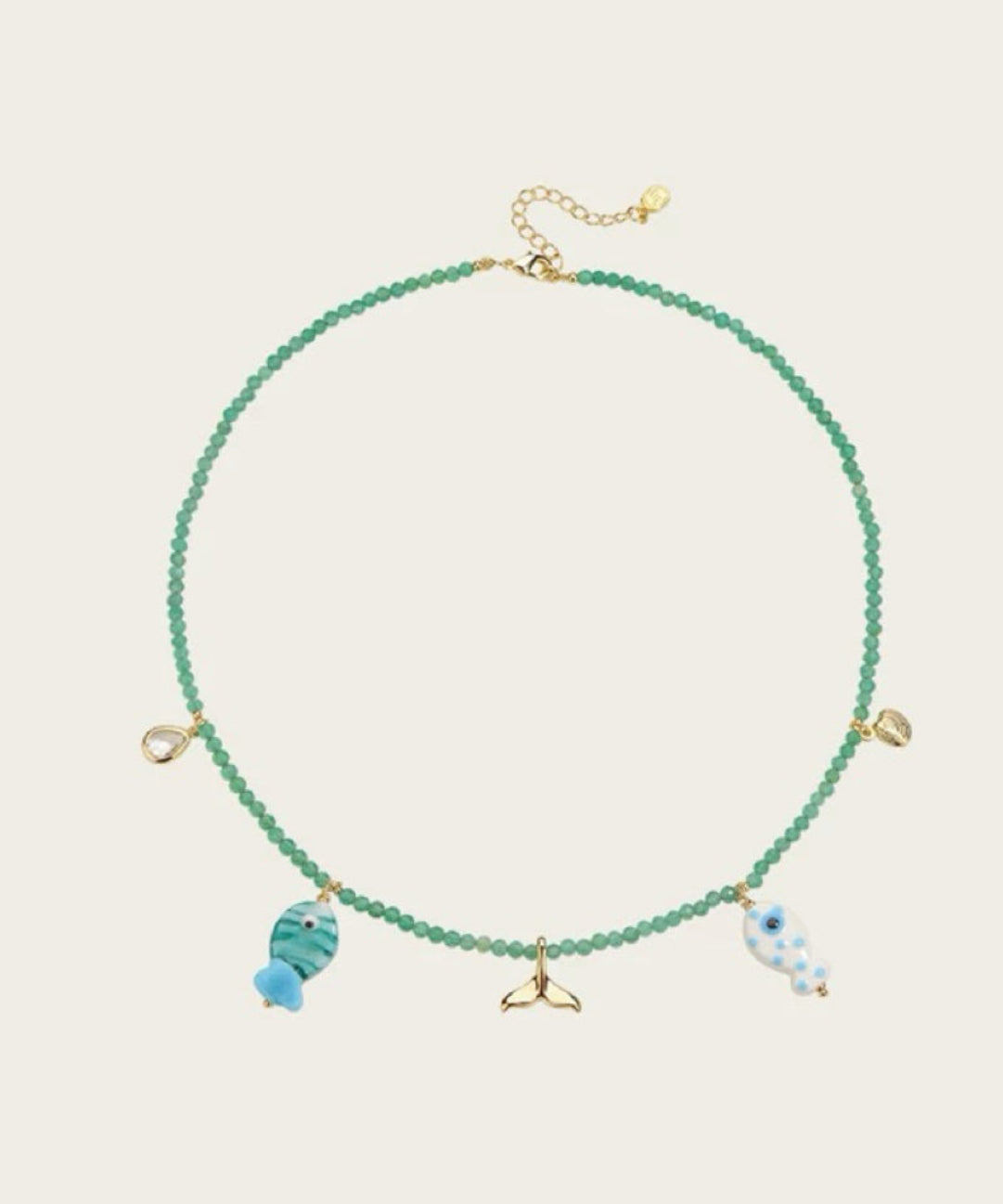 Green Agate Glass Sea Animal Necklace gembea jewelry