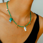 Gembea Jewelry Green Agate Glass Sea Animal Necklace