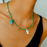 Gembea Jewelry Green Agate Glass Sea Animal Necklace