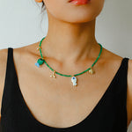 Gembea Jewelry Green Agate Glass Sea Animal Necklace