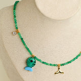 Gembea Jewelry Green Agate Glass Sea Animal Necklace