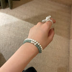 Green Eastern Jade Bead Bracelet gembea jewelry