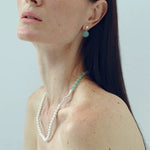 Green Eastern Jade Silver Bead Drop Earrings Gembea Jewelry