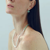 Green Eastern Jade Silver Bead Drop Earrings Gembea Jewelry