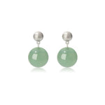 Green Eastern Jade Silver Bead Drop Earrings gembea jewelry