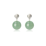 Green Eastern Jade Silver Bead Drop Earrings gembea jewelry