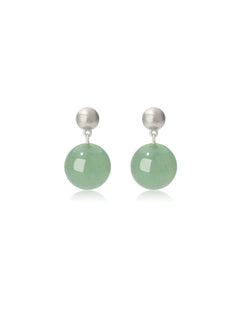 Green Eastern Jade Silver Bead Drop Earrings gembea jewelry