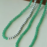 Green Eastern Jade Silver Bead Necklace gembea jewelry