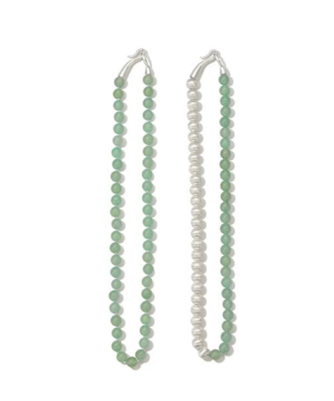 Green Eastern Jade Silver Bead Necklace gembea jewelry