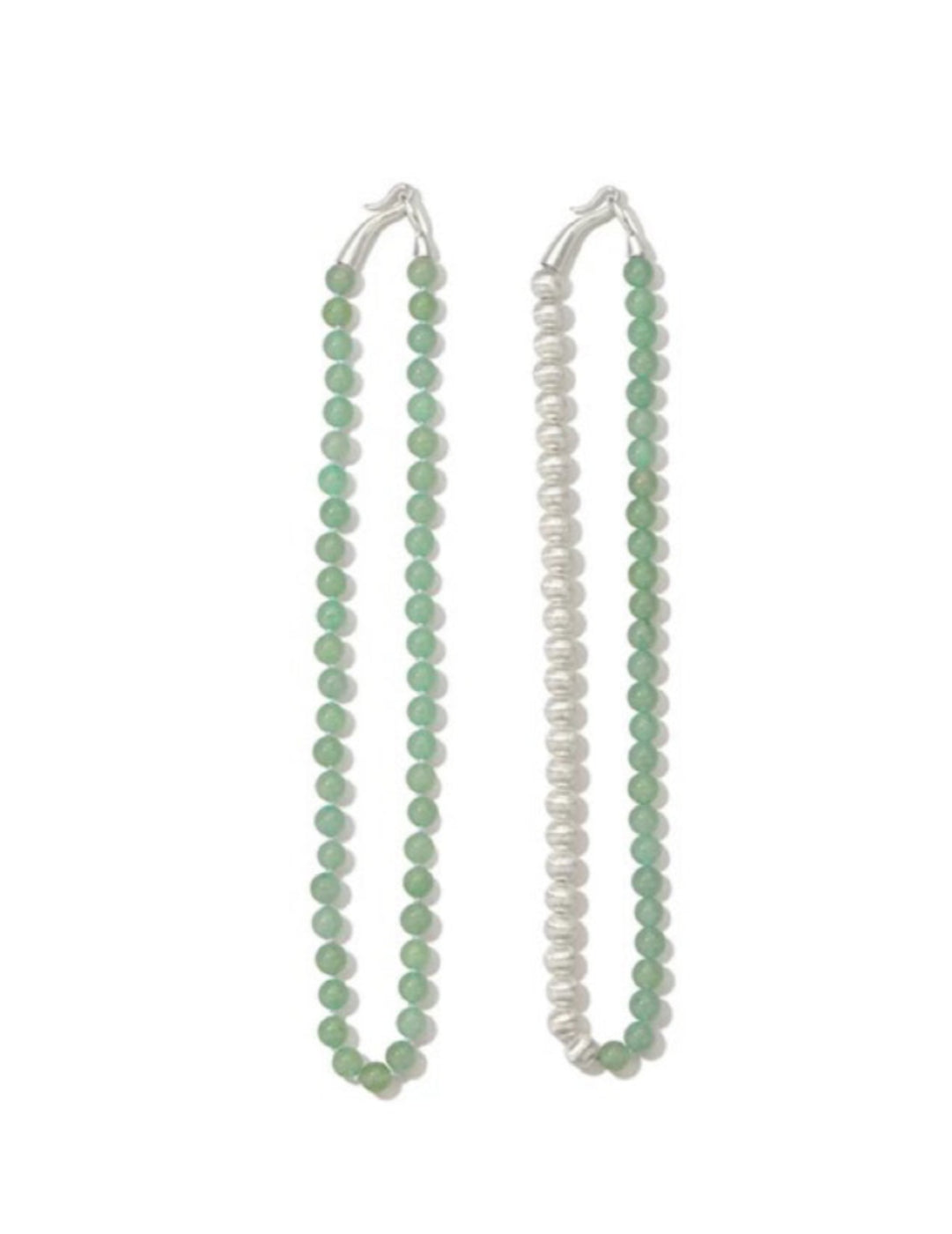 Green Eastern Jade Silver Bead Necklace gembea jewelry