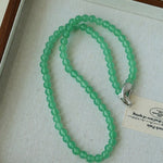 Green Eastern Jade Silver Bead Necklace gembea jewelry