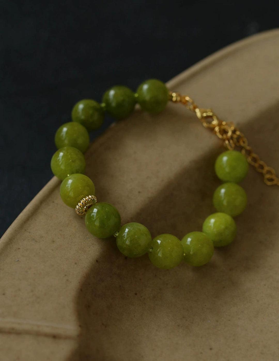 Green Grape Gemstone Beaded Bracelet - Gembea Jewelry