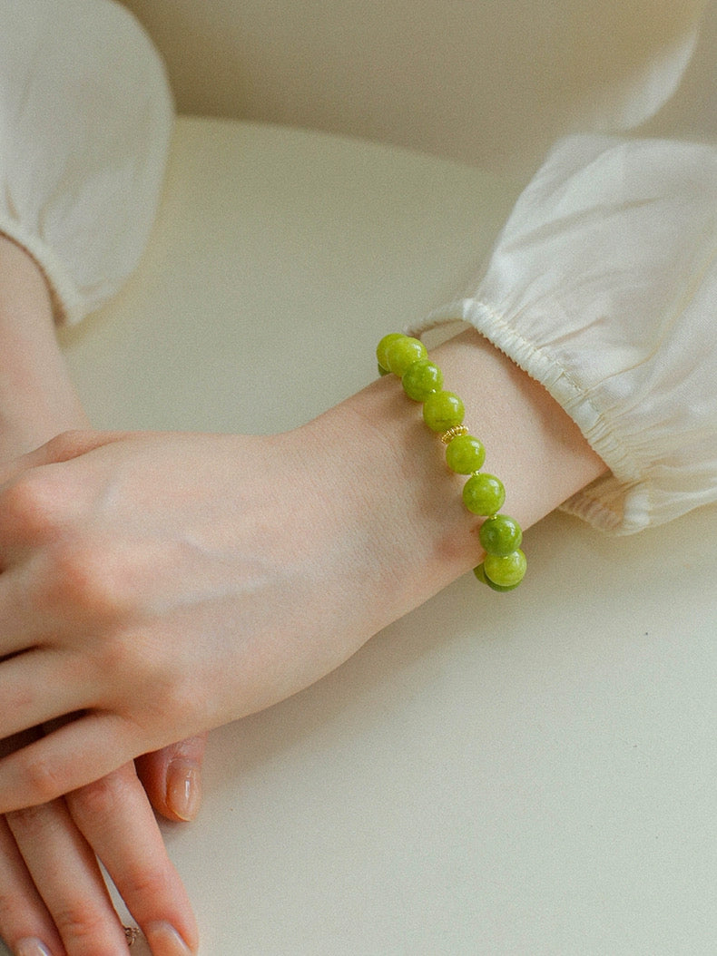 Green Grape Gemstone Beaded Bracelet gembea jewelry
