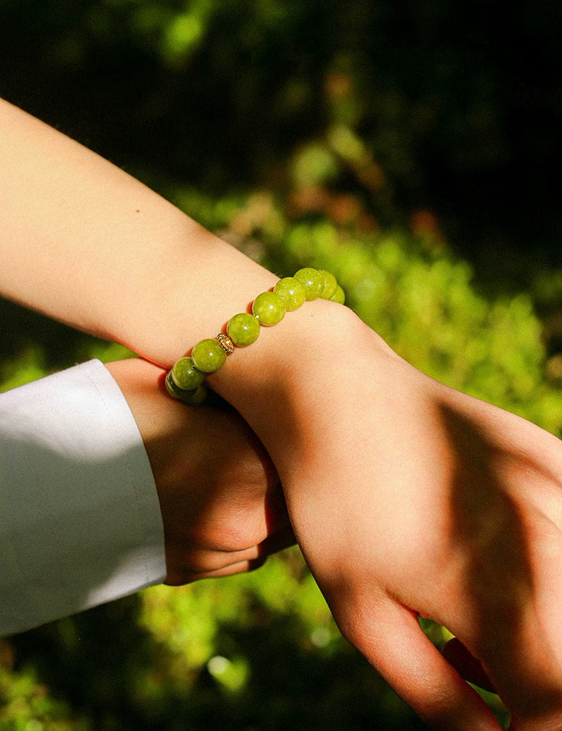 Green Grape Gemstone Beaded Bracelet gembea jewelry