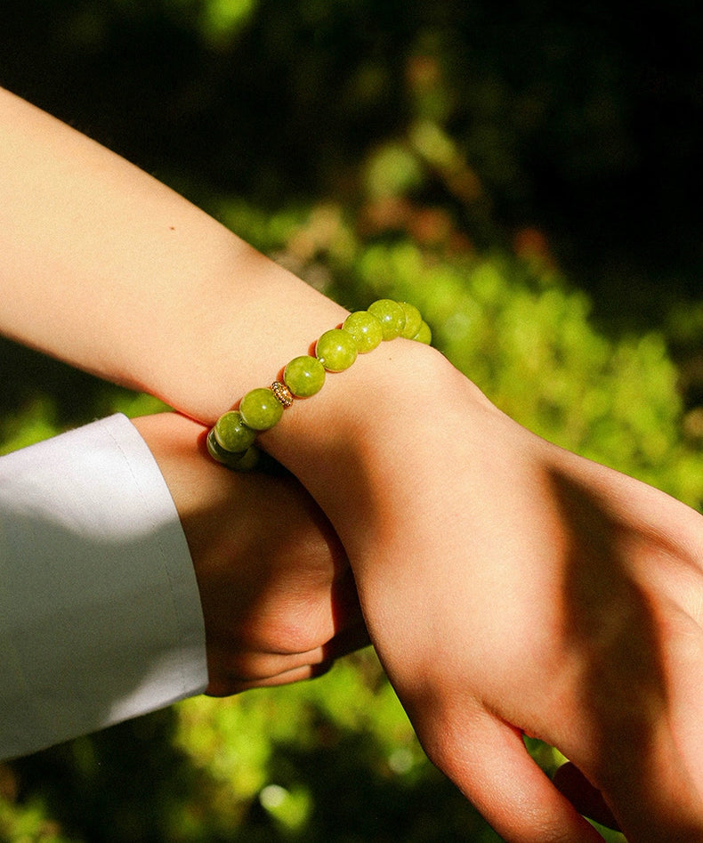 Green Grape Gemstone Beaded Bracelet gembea jewelry