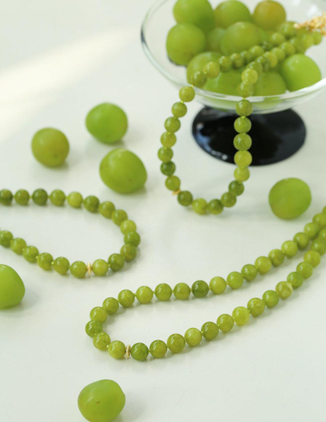 Green Grape Gemstone Beaded Necklace - Gembea Jewelry