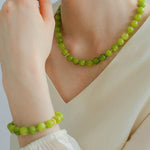 Green Grape Gemstone Beaded Necklace gembea jewelry