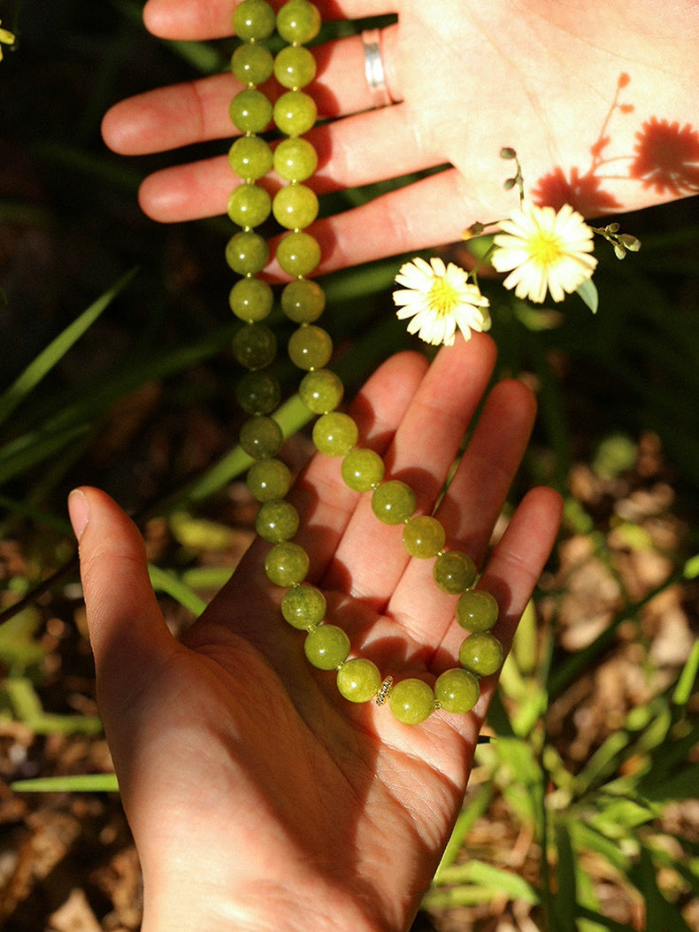 Green Grape Gemstone Beaded Necklace gembea jewelry