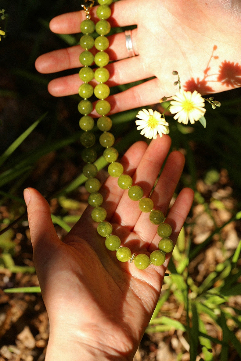 Green Grape Gemstone Beaded Necklace gembea jewelry