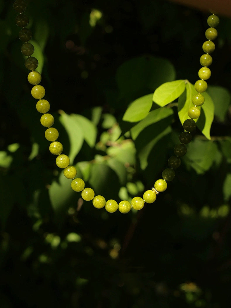 Green Grape Gemstone Beaded Necklace gembea jewelry