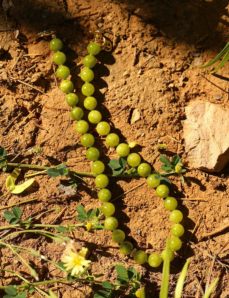 Green Grape Gemstone Beaded Necklace gembea jewelry
