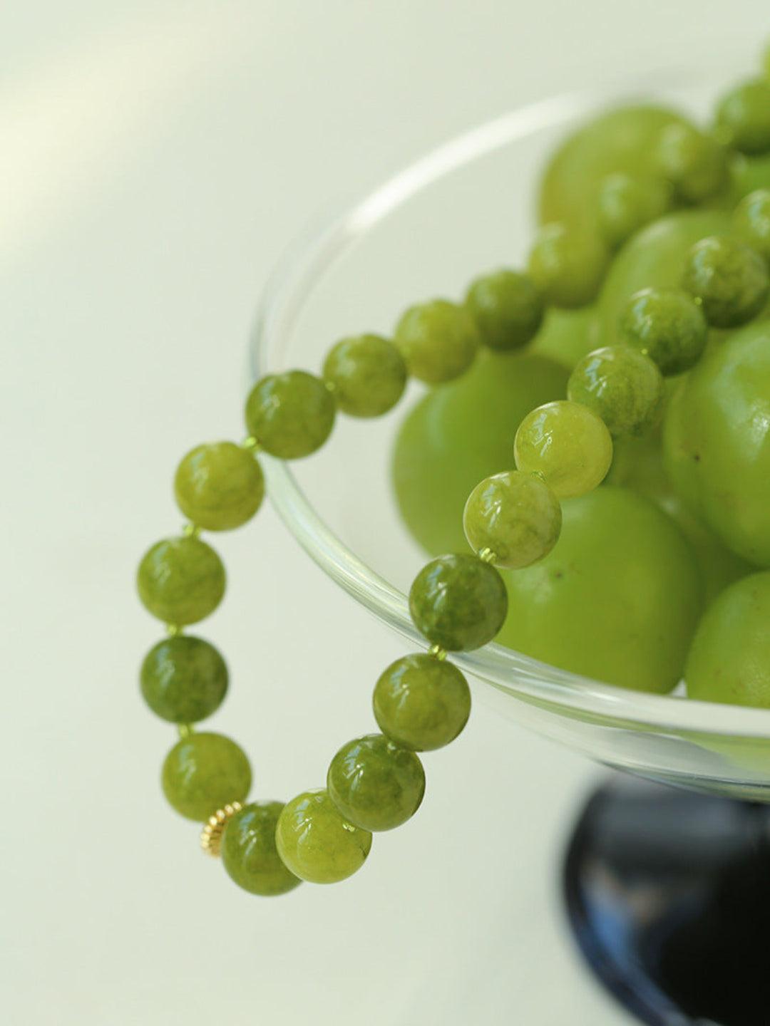 Green Grape Gemstone Beaded Necklace - Gembea Jewelry