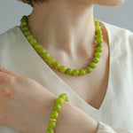 Green Grape Gemstone Beaded Necklace gembea jewelry