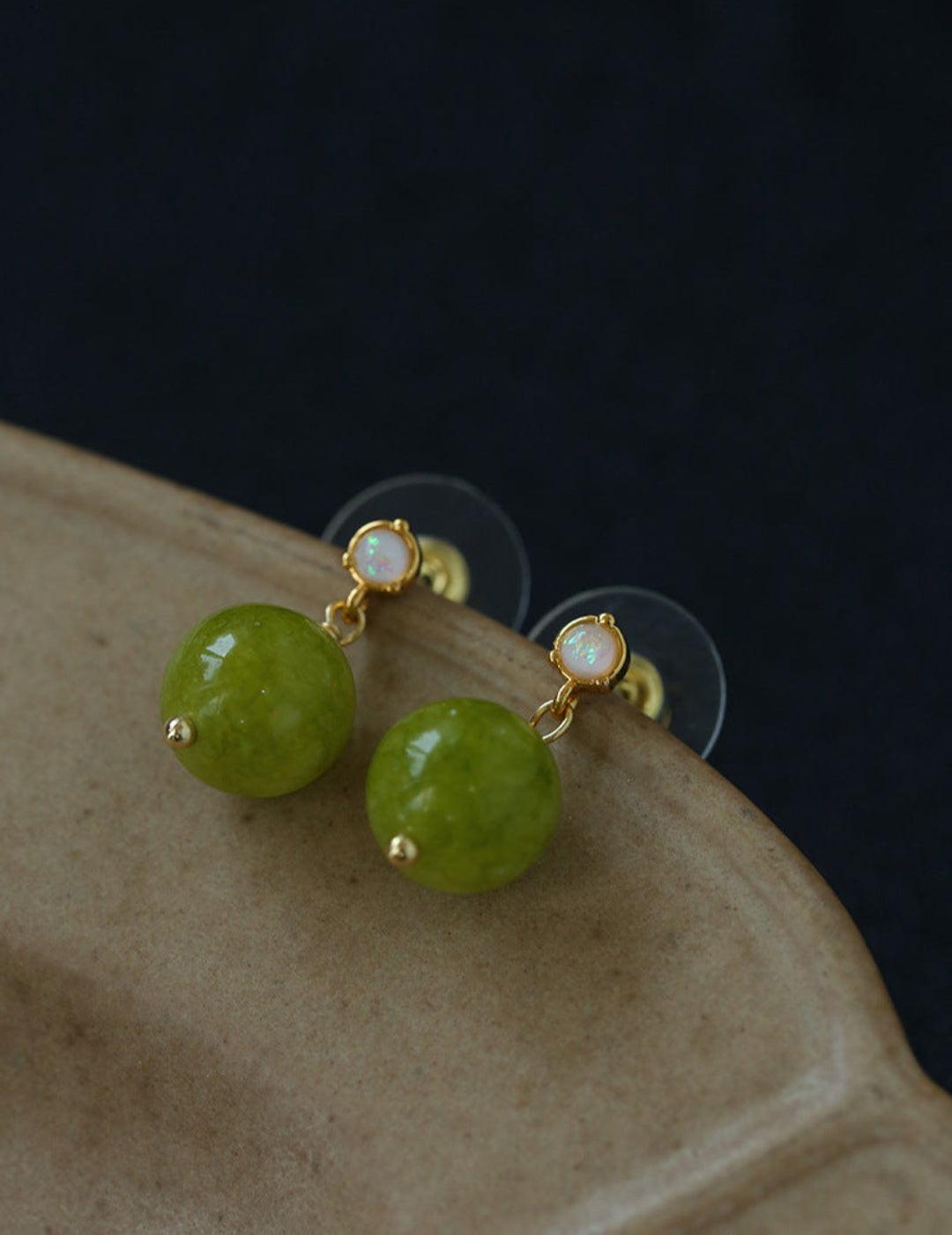 Green Grape Gemstone Earrings - Gembea Jewelry