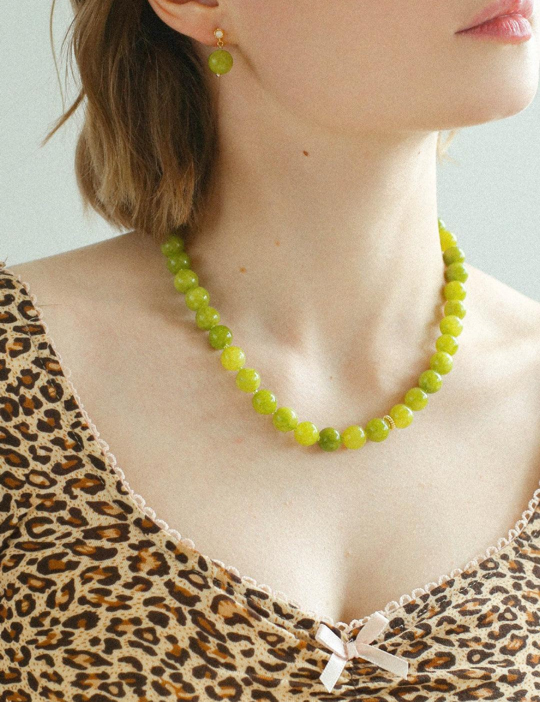 Green Grape Gemstone Earrings - Gembea Jewelry