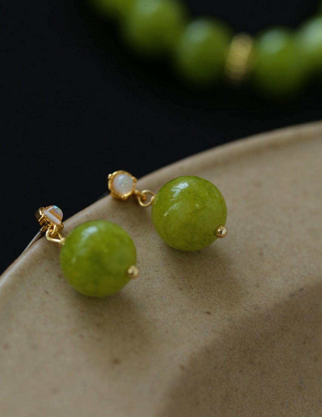 Green Grape Gemstone Earrings - Gembea Jewelry