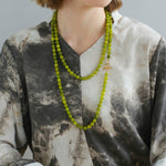 Green Grape Stone Beaded Long Necklace 8mm-Gembea Jewelry