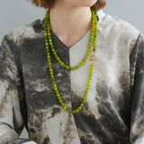 Green Grape Stone Beaded Long Necklace 8mm-Gembea Jewelry