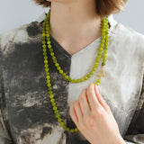 Green Grape Stone Beaded Long Necklace 8mm-Gembea Jewelry