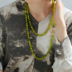 Green Grape Stone Beaded Long Necklace 8mm-Gembea Jewelry