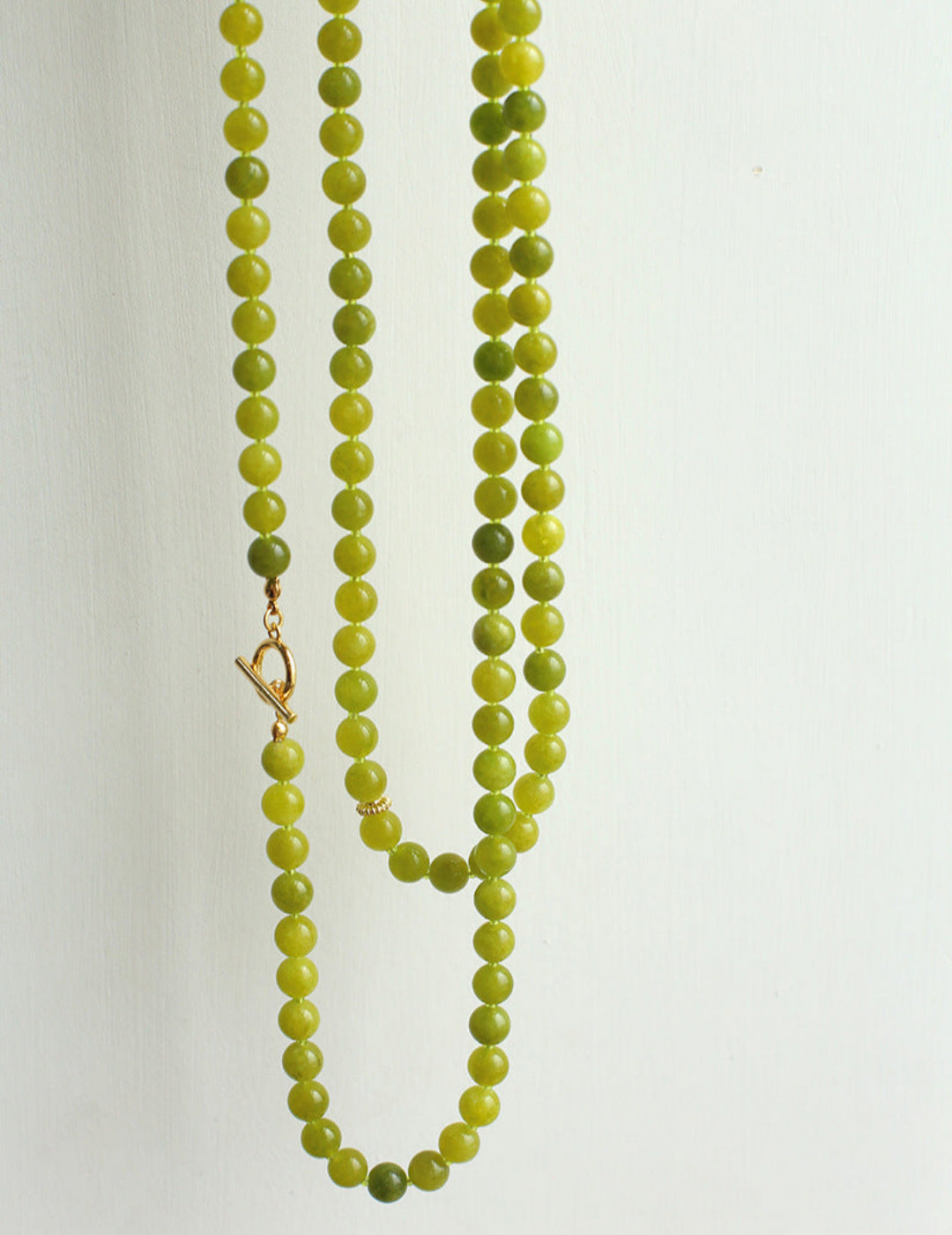 Green Grape Stone Beaded Long Necklace 8mm-Gembea Jewelry