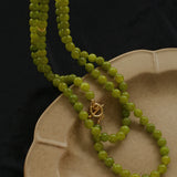 Green Grape Stone Beaded Long Necklace 8mm-Gembea Jewelry