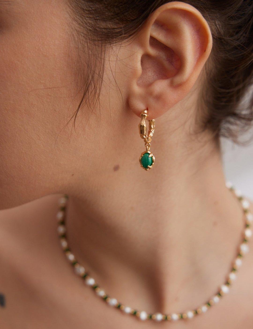 Green Malachite Gemstone Earrings - Gembea Jewelry