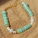 Green Shell Beads Pearl Beaded Bracelet gembea jewelry