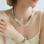 Green Shell Beads Pearl Necklace gembea jewelry
