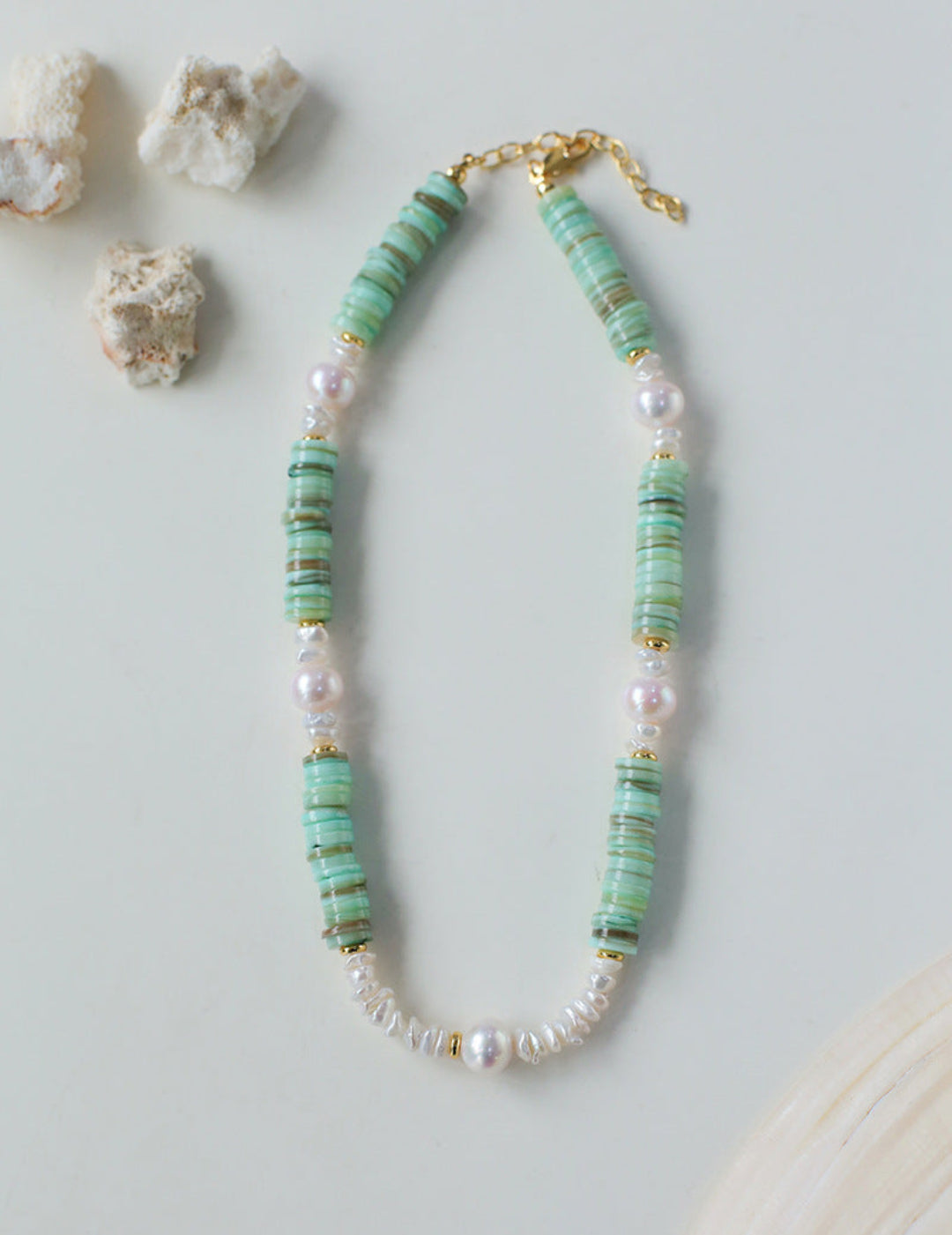 Gembea Jewelry Green Shell Beads Pearl Necklace