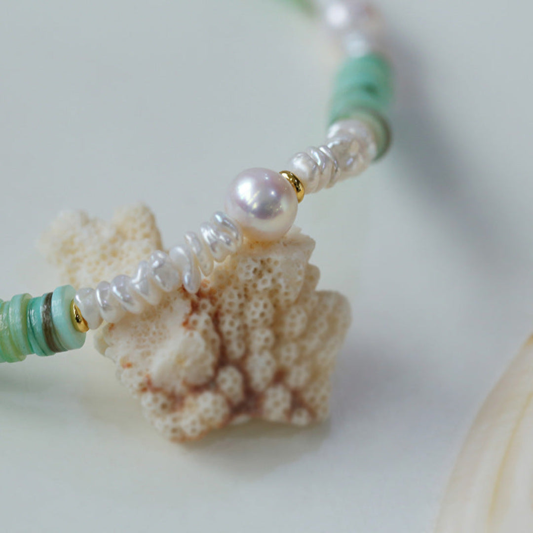 Gembea Jewelry Green Shell Beads Pearl Necklace