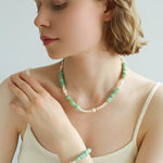 Green Shell Beads Pearl Necklace gembea jewelry